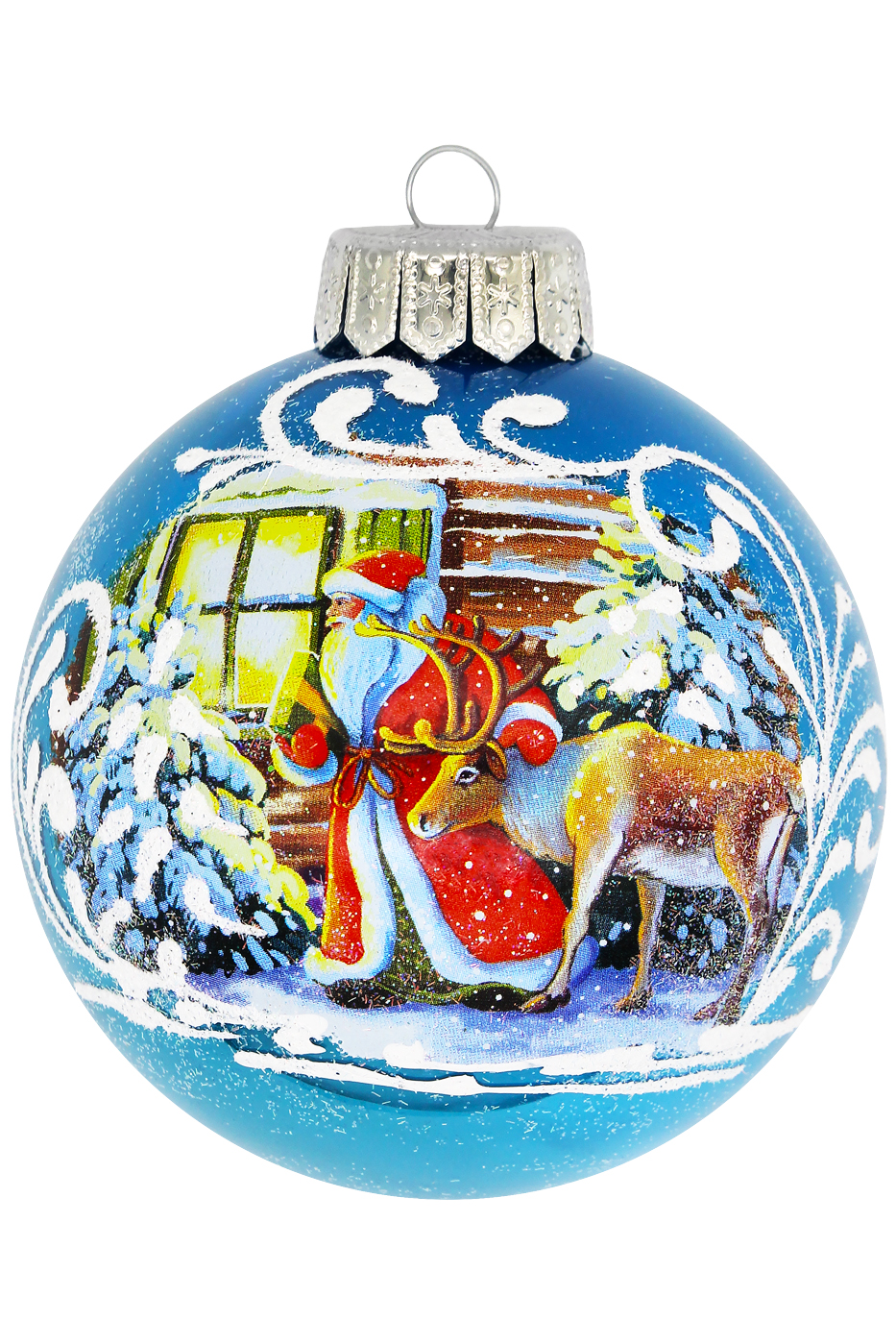 Елочный шар Дед Мороз с оленем КУ-100-224198